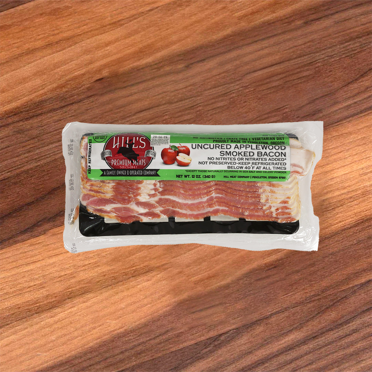 HILLSMEAT Uncured Applewood Smoked Bacon (340g)