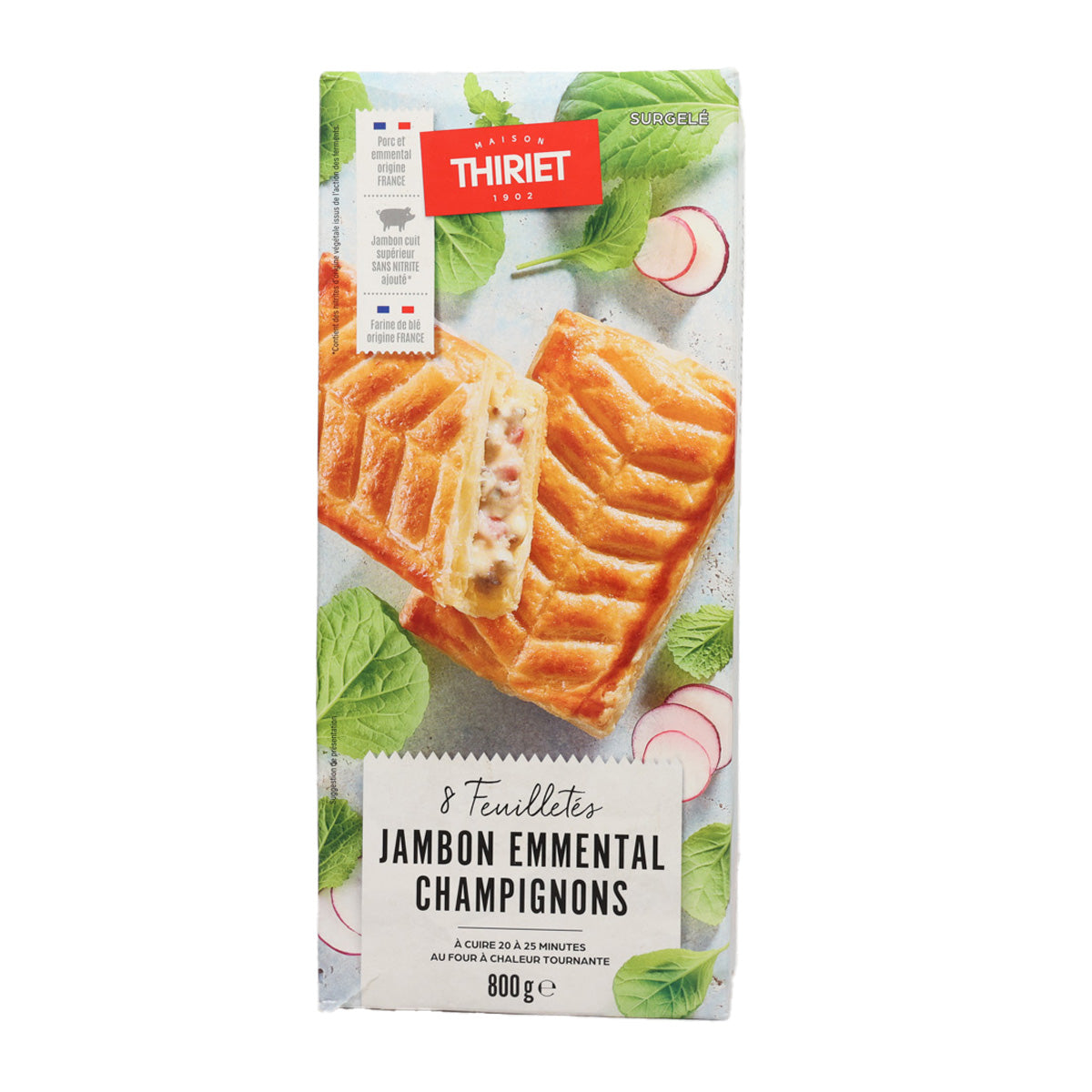 THIRIET 8 Ham, Emmental and Mushroom Puff Pastries (800g)