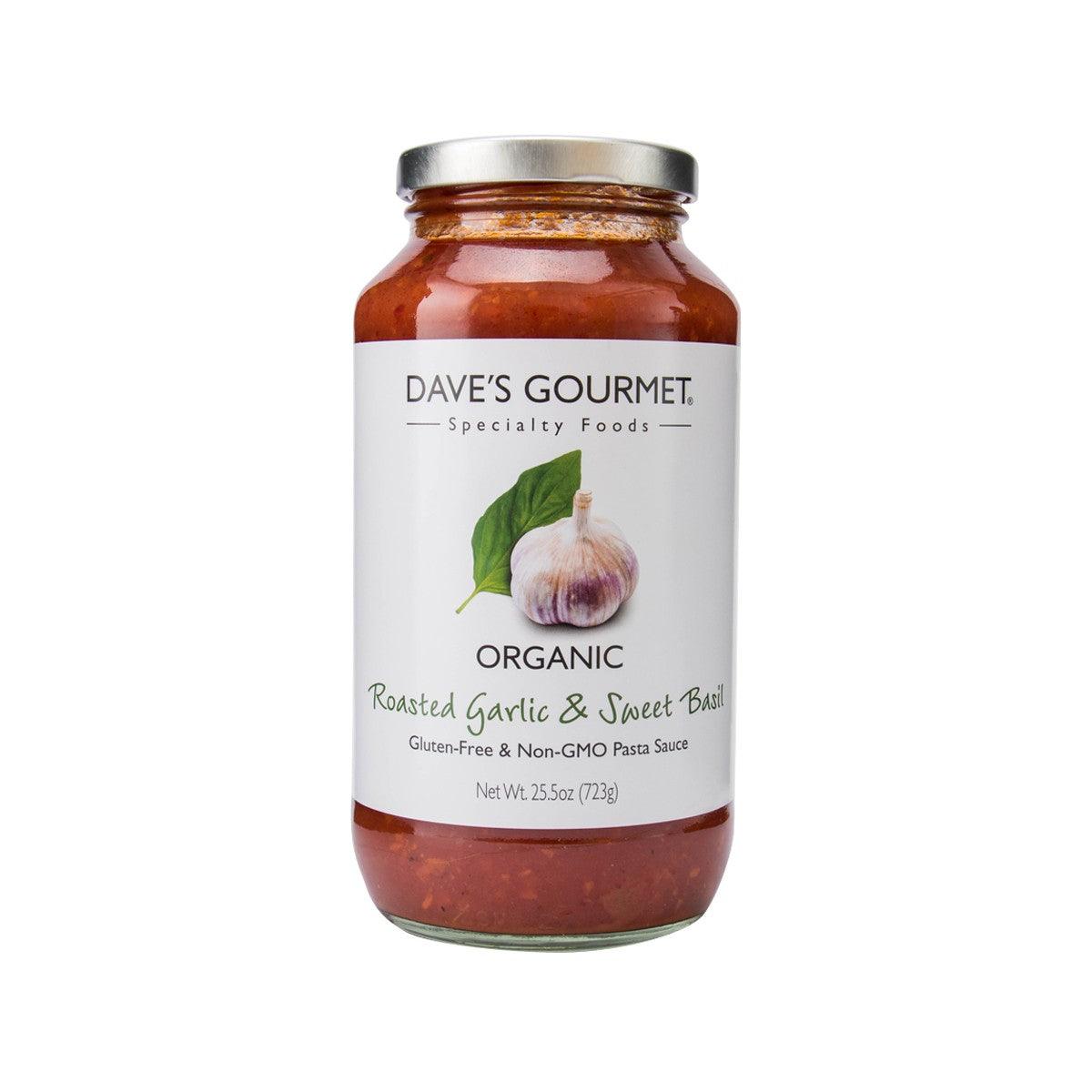 DAVE'S GOURMET Organic Roasted Garlic & Sweet Basil Pasta Sauce (680g)