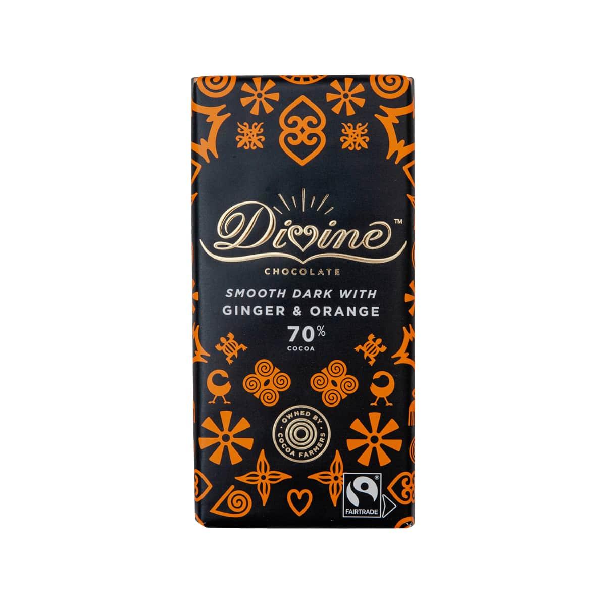 DIVINE Smooth 70% Dark Chocolate with Ginger & Orange (90g)