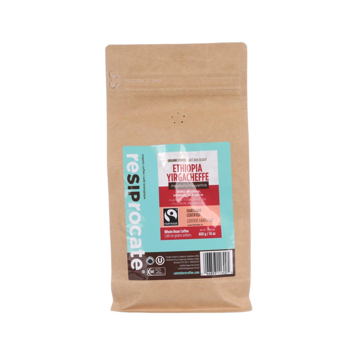 RESIPROCATE Organic Ethiopia Yirgacheffe Arabica Coffee Bean (400g)