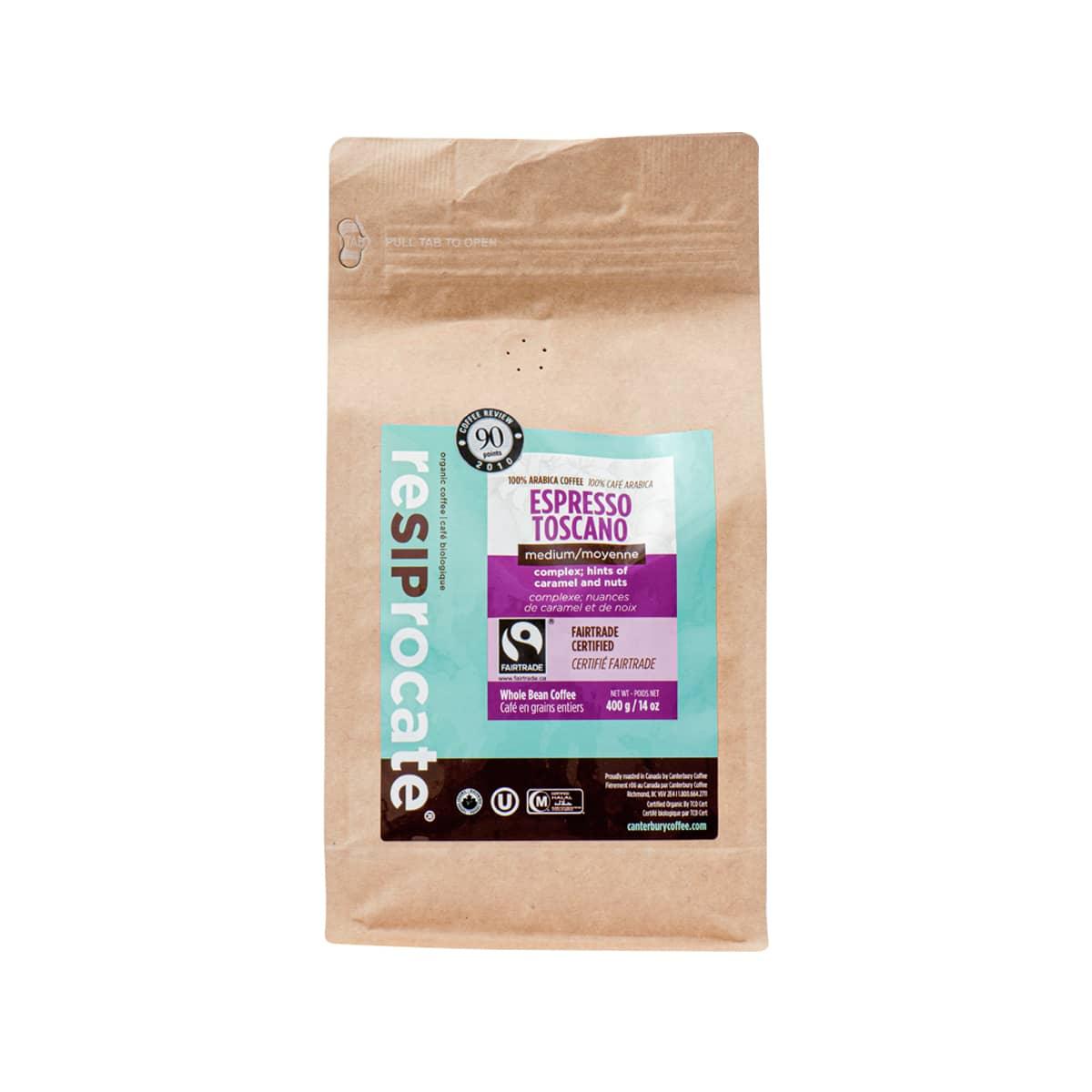 RESIPROCATE Organic Espresso Toscano Arabica Coffee Bean (400g)