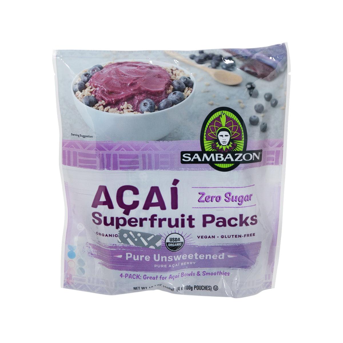 SAMBAZON Organic Açaí Superfruit Packs - Pure Unsweetened (4 x 100g)