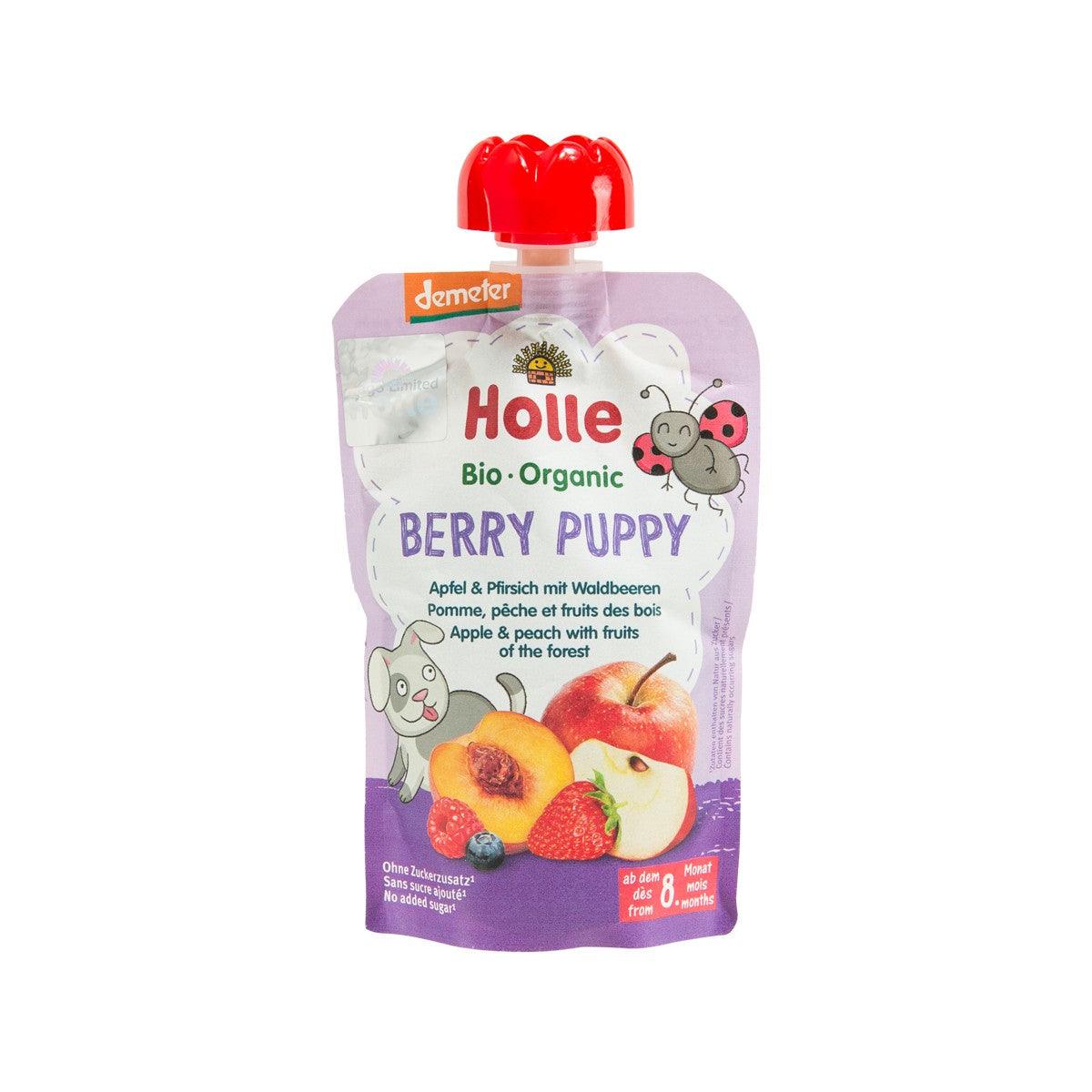 HOLLE Organic Berry Puppy Pouch - Apple & Peach with Fruits of the Forest (100g)