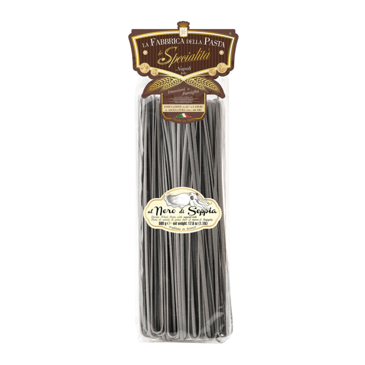 LA FABBRICA DELLA Artisanal Linguine Pasta - Squid Ink (500g)