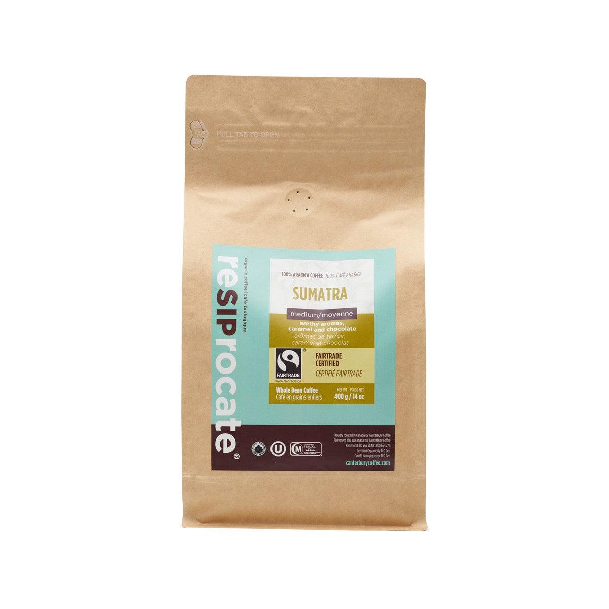 RESIPROCATE Organic Sumatra Arabica Whole Coffee Bean (400g)