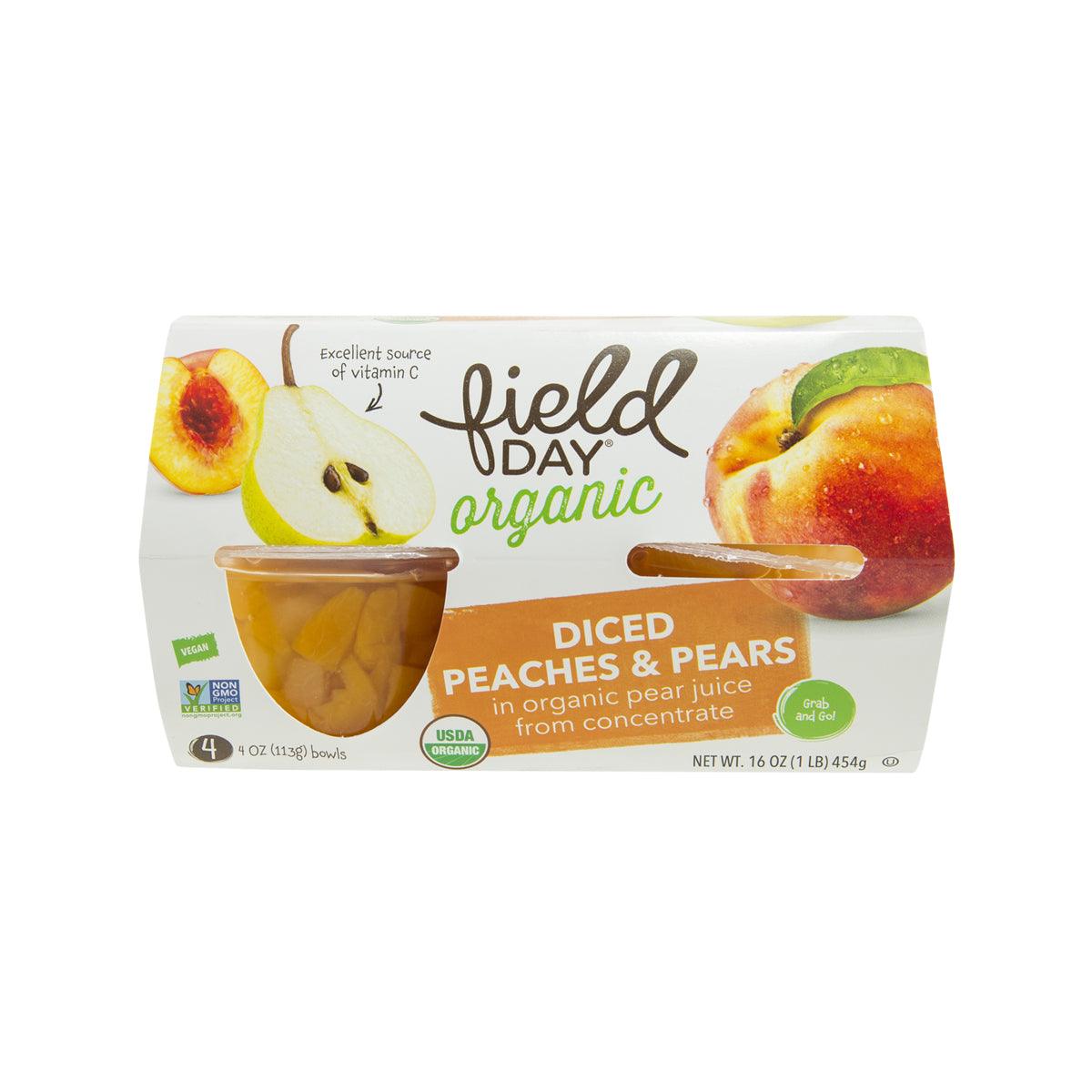 FIELD DAY Organic Diced Peaches & Pears in Fruit Juice (4 x 113g)