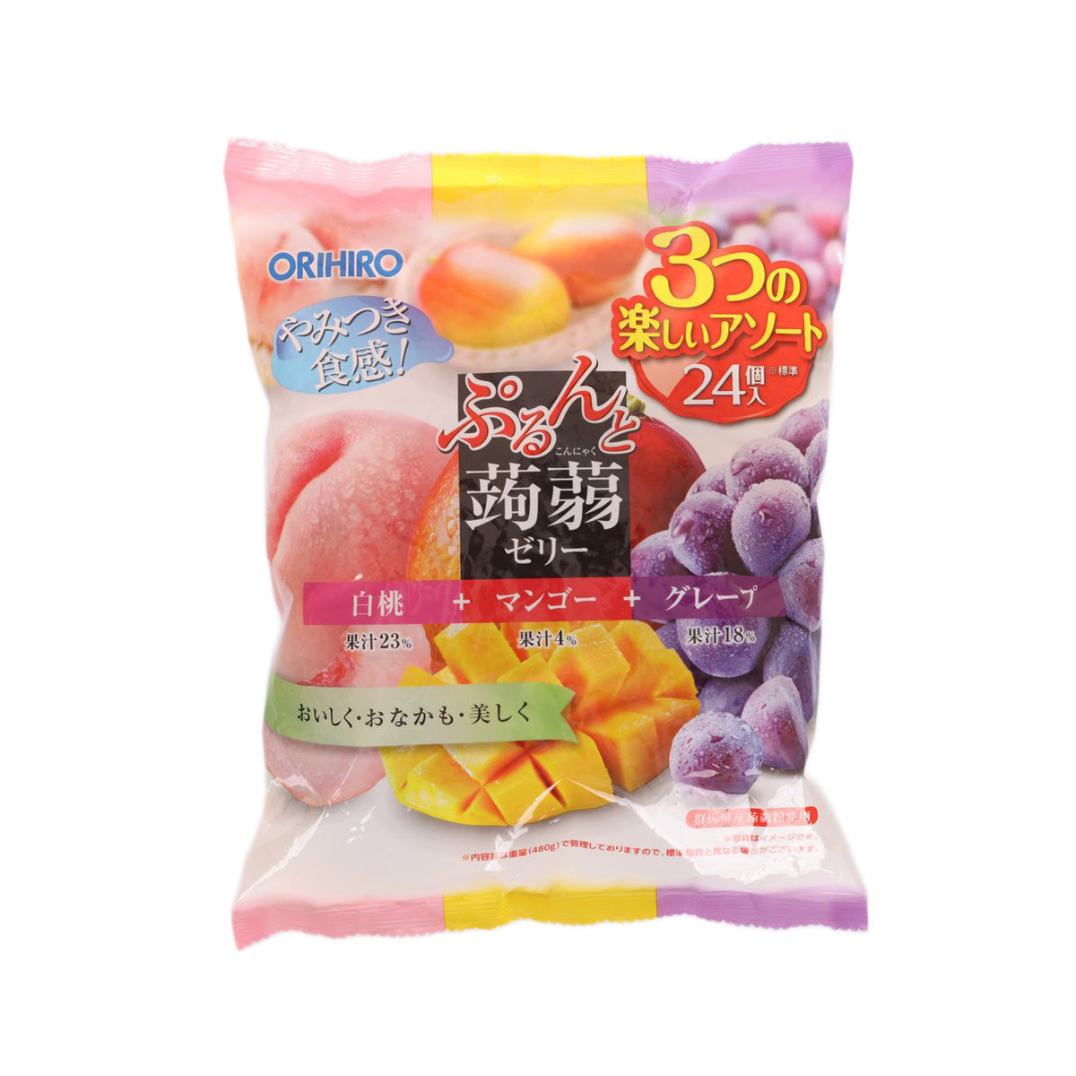 ORIHIRO Konnyaku Jelly - Peach & Mango & Grape (24pcs)