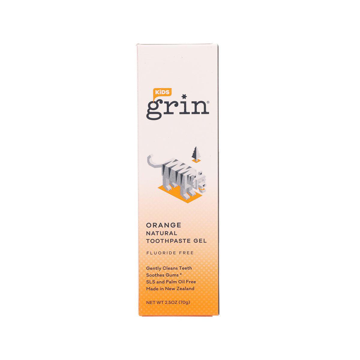 GRIN Kids Orange Natural Toothpaste Gel (Fluoride Free) (70g)