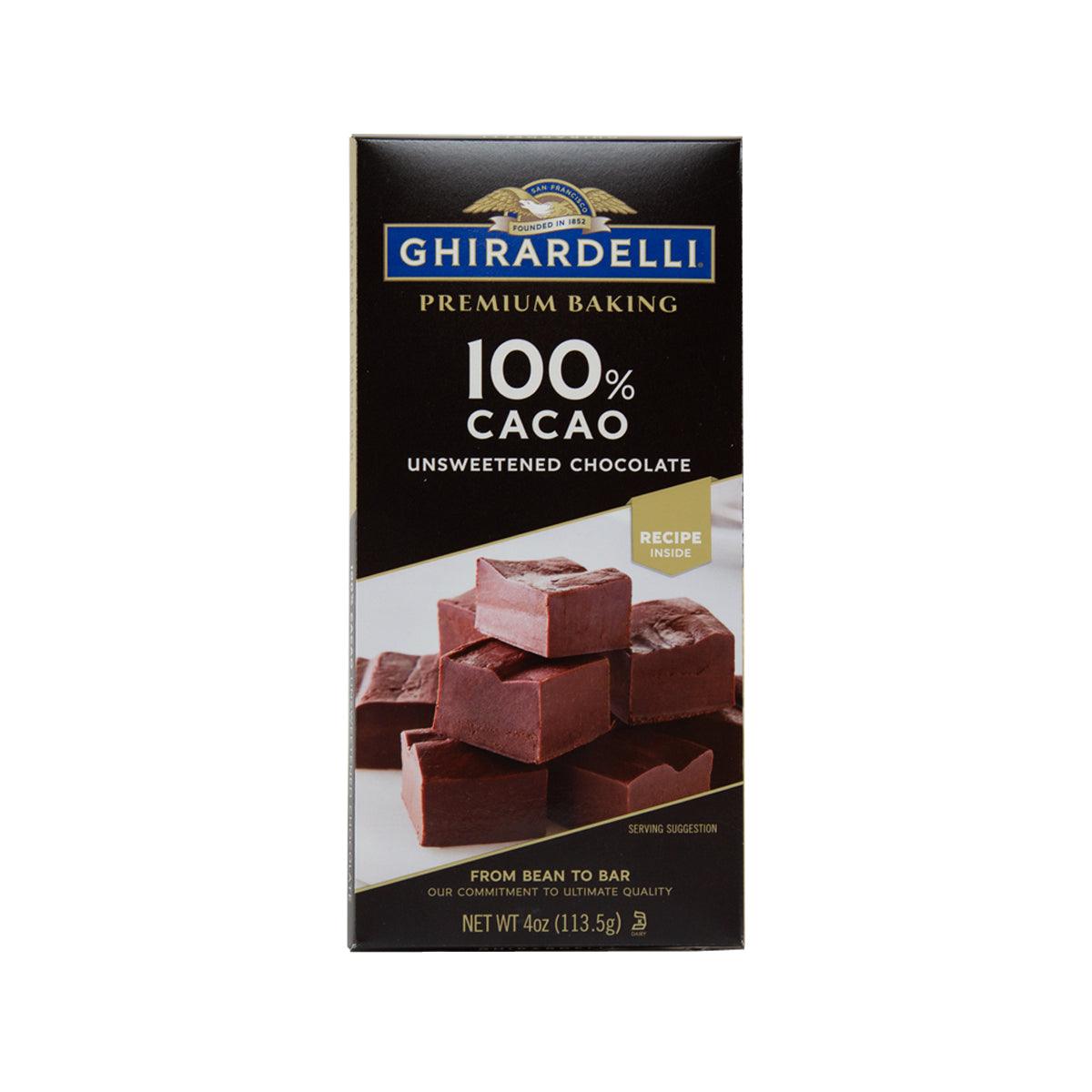 GHIRARDELLI Premium Unsweetened Chocolate Baking Bar - 100% Cacao (113.5g)