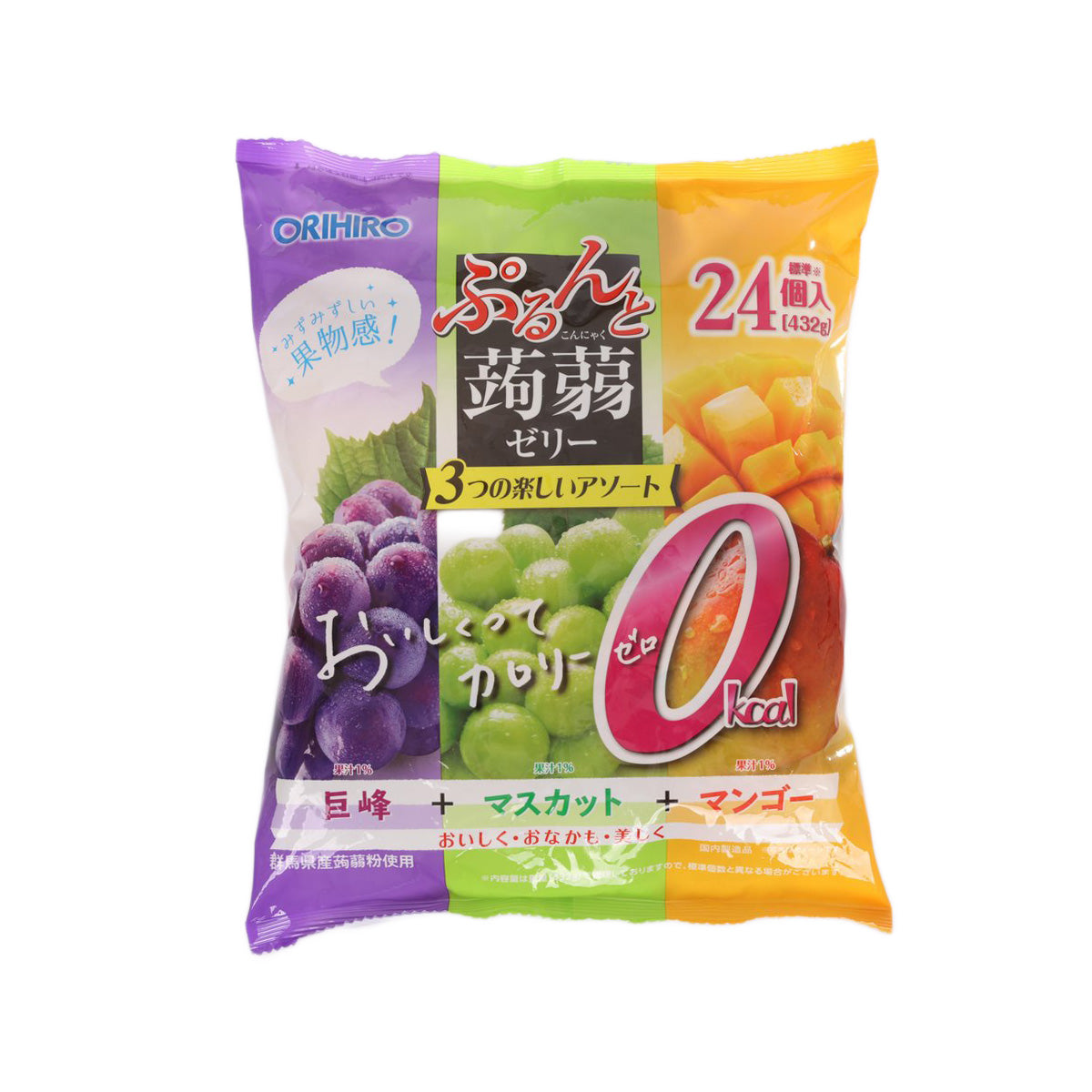 ORIHIRO Zero Calorie Konnyaku Jelly - Kyoho & Muscat & Mango (432g)