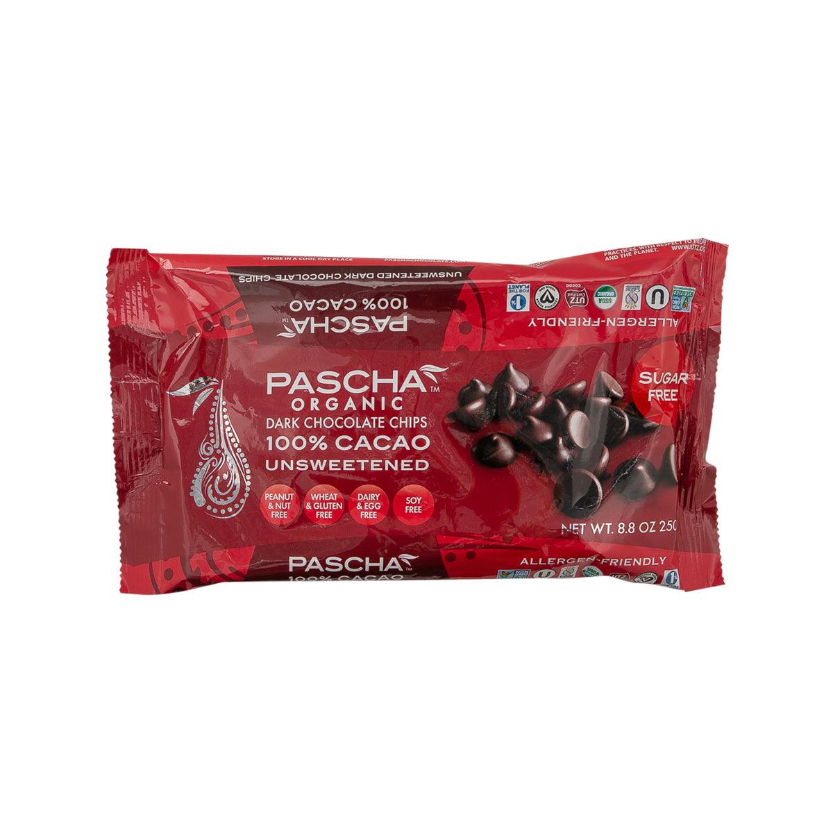 PASCHA Organic 100% Cacao Unsweetened Dark Chocolate Chips (250g)