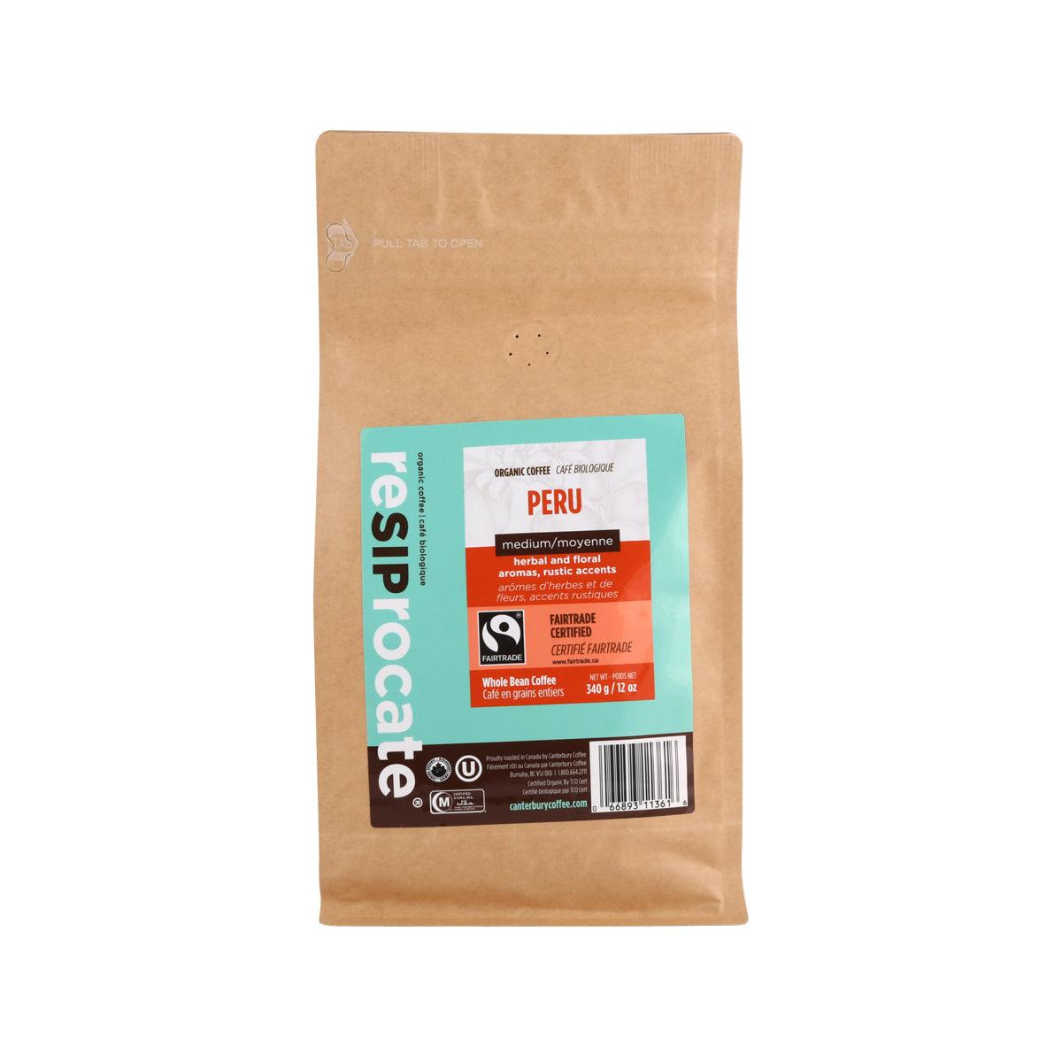 RESIPROCATE Organic Peru Arabica Whole Bean Coffee (340g)