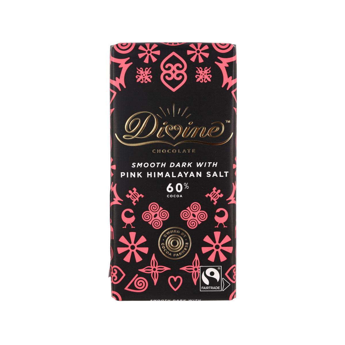 DIVINE 60% Dark Chocolate with Pink Himalayan Salt (90g)