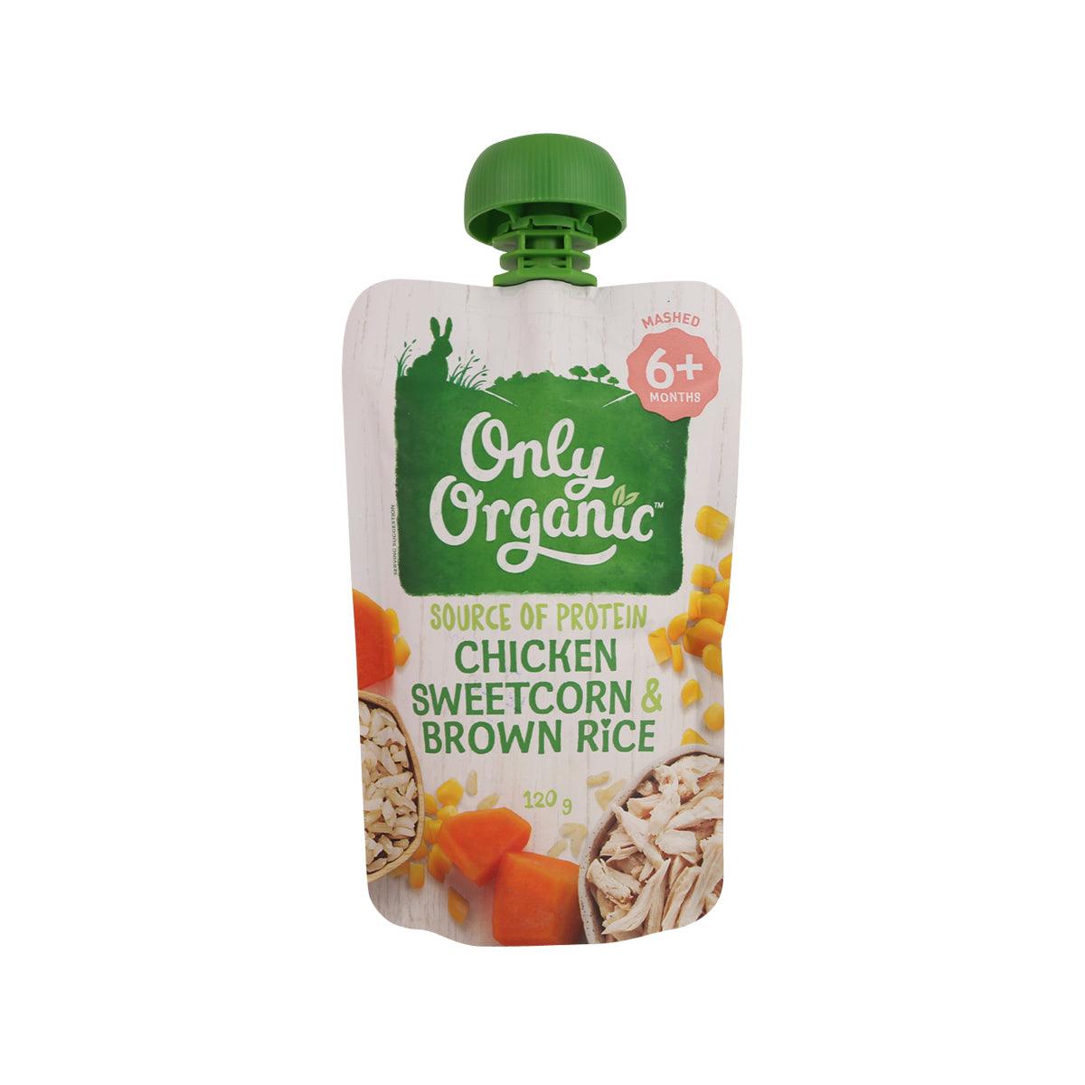 ONLY ORGANIC Organic Chicken Sweetcorn & Brown Rice (120g)