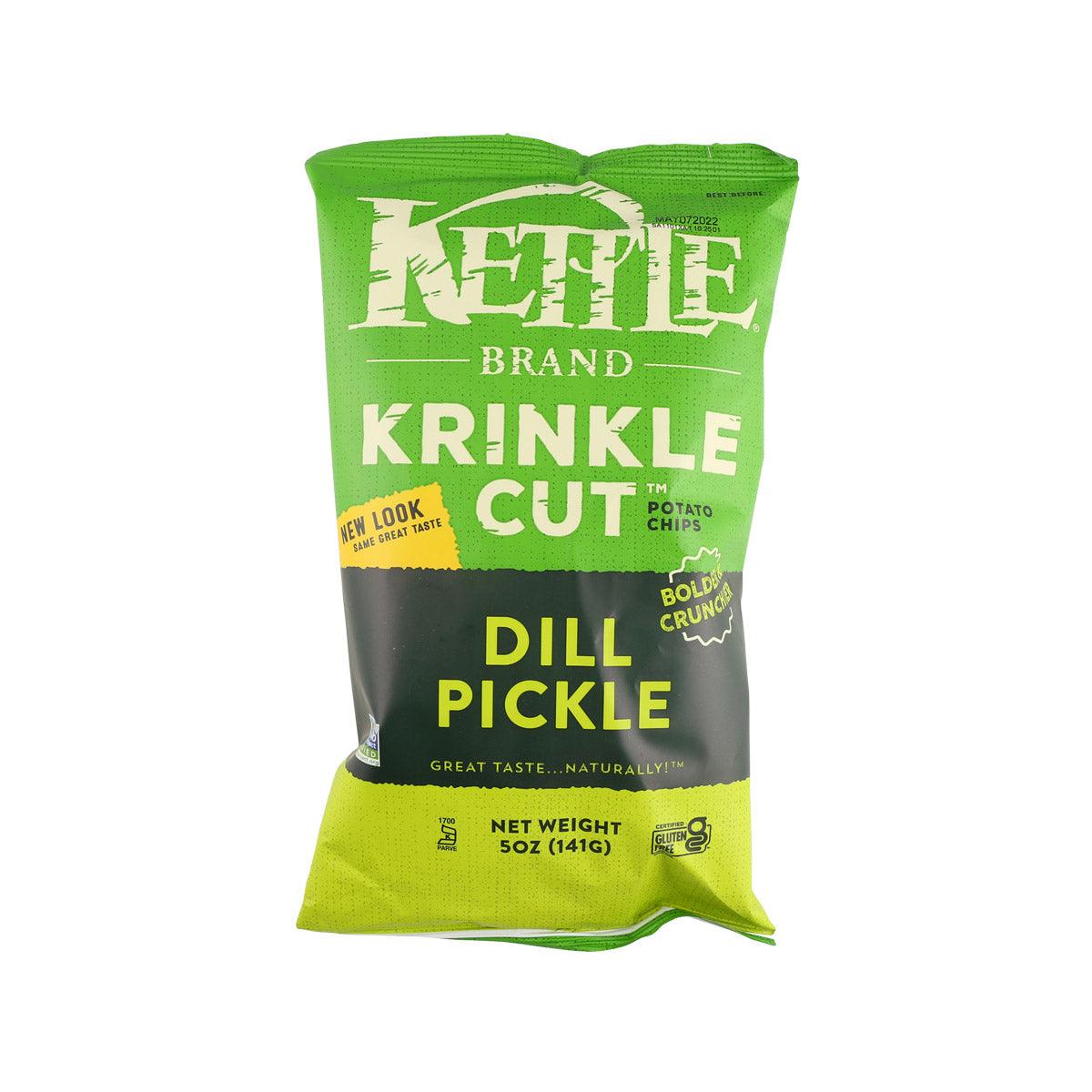 KETTLE Krinkle Cut Potato Chips - Dill Pickle Flavor (141g)