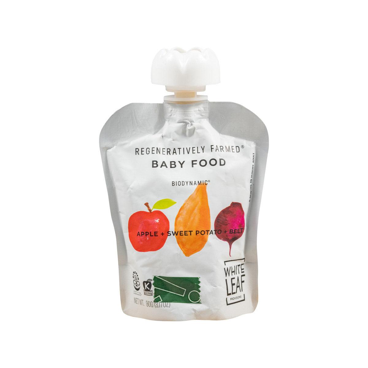 WHITELEAFPROVISIONS Organic Biodynamic Baby Food - Apple, Sweet Potato, Beet (90g)