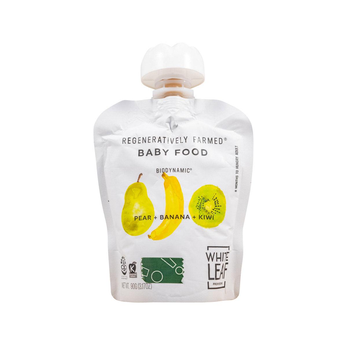 WHITELEAFPROVISIONS Organic Biodynamic Baby Food - Pear, Banana, Kiwi (90g)