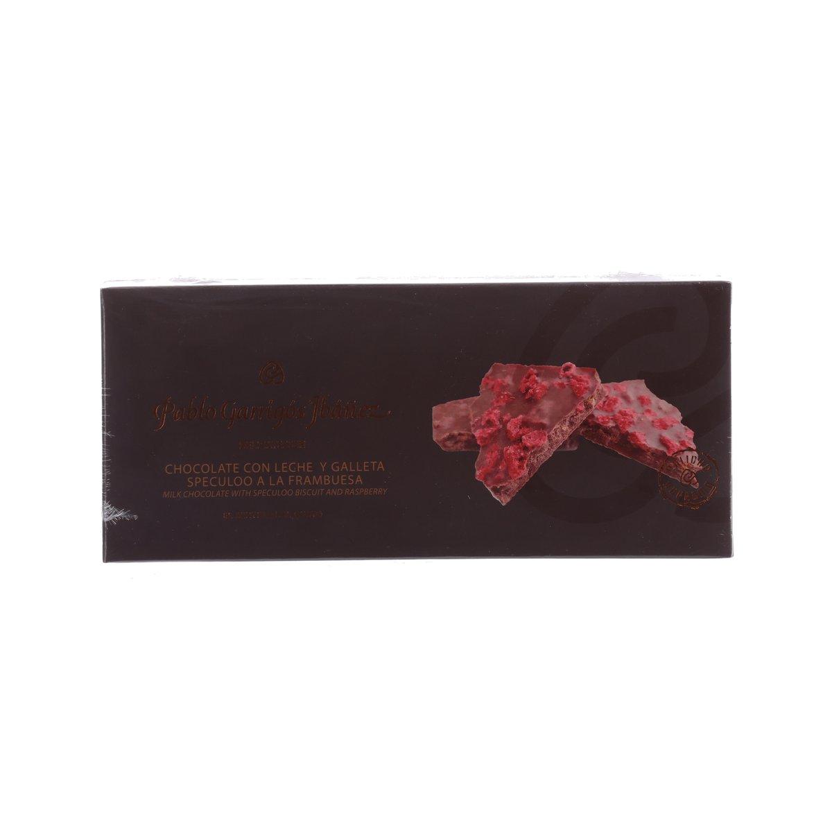 PABLO GARRIGOS IBANEZ Milk Chocolate with Speculoo Biscuit and Raspberry Turron (200g)