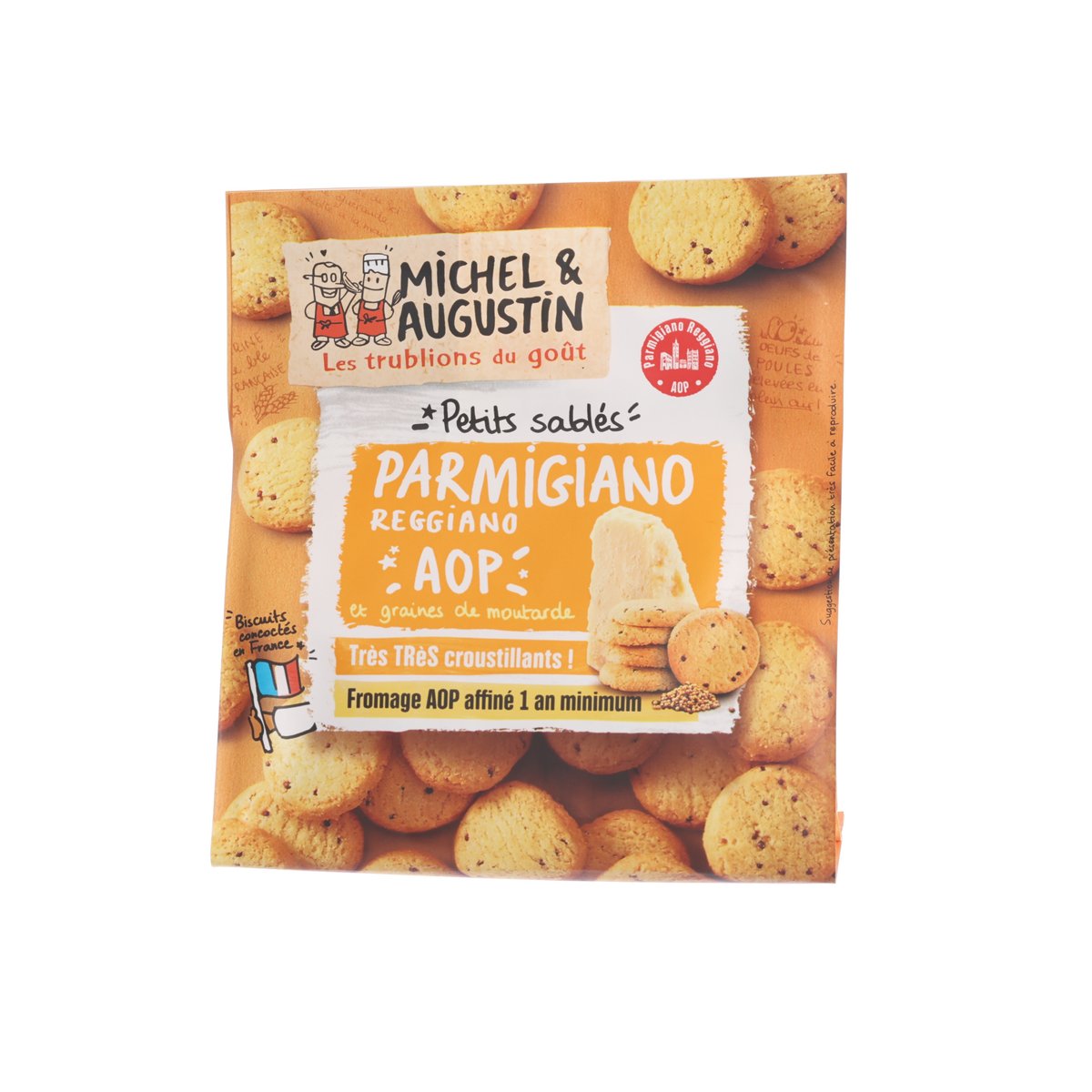 MICHEL & AUGUSTIN Butter Biscuits with Parmigiano Reggiano Cheese and Mustard Seeds (100g)