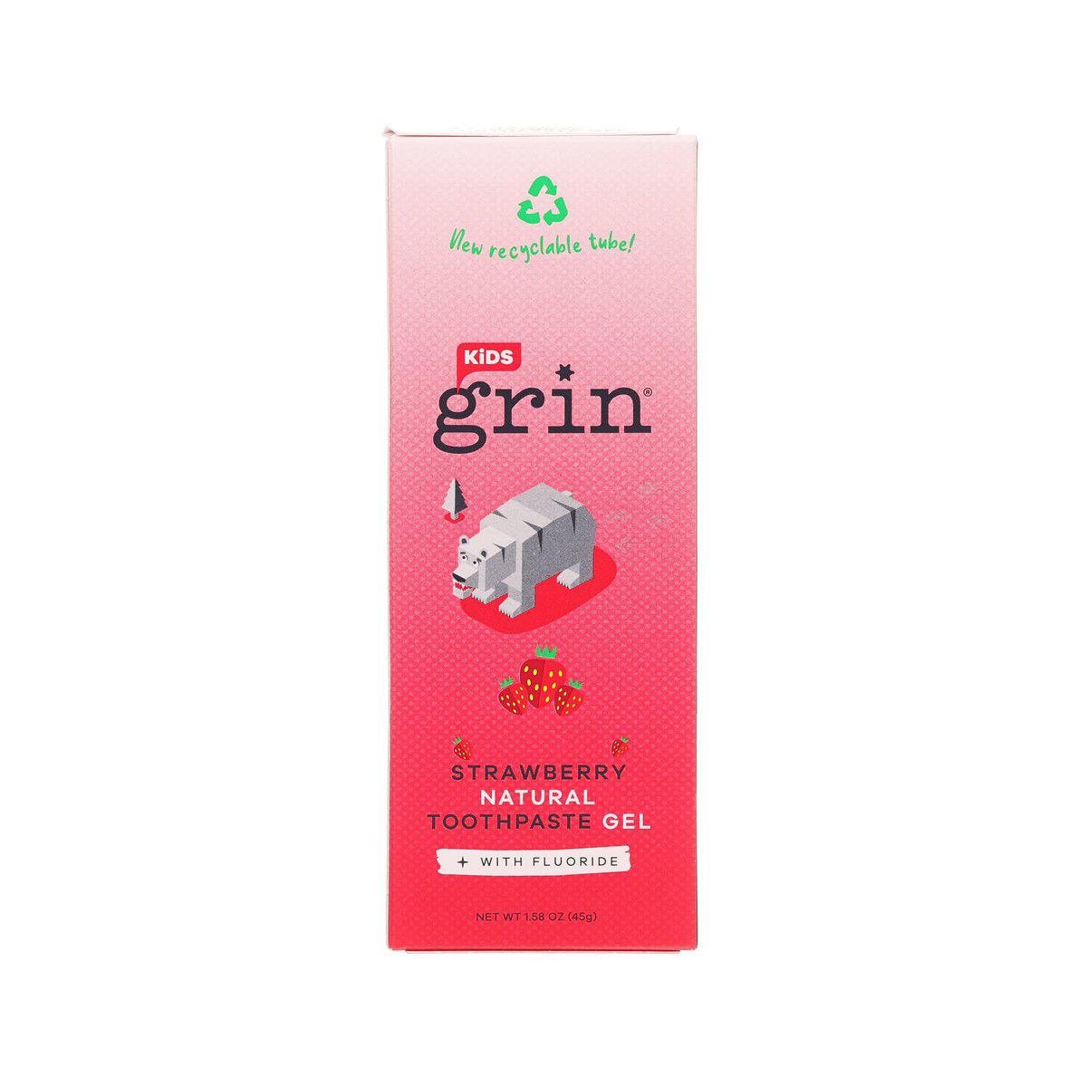GRIN Kids Strawberry Natural Toothpaste Gel with Fluoride (45g)