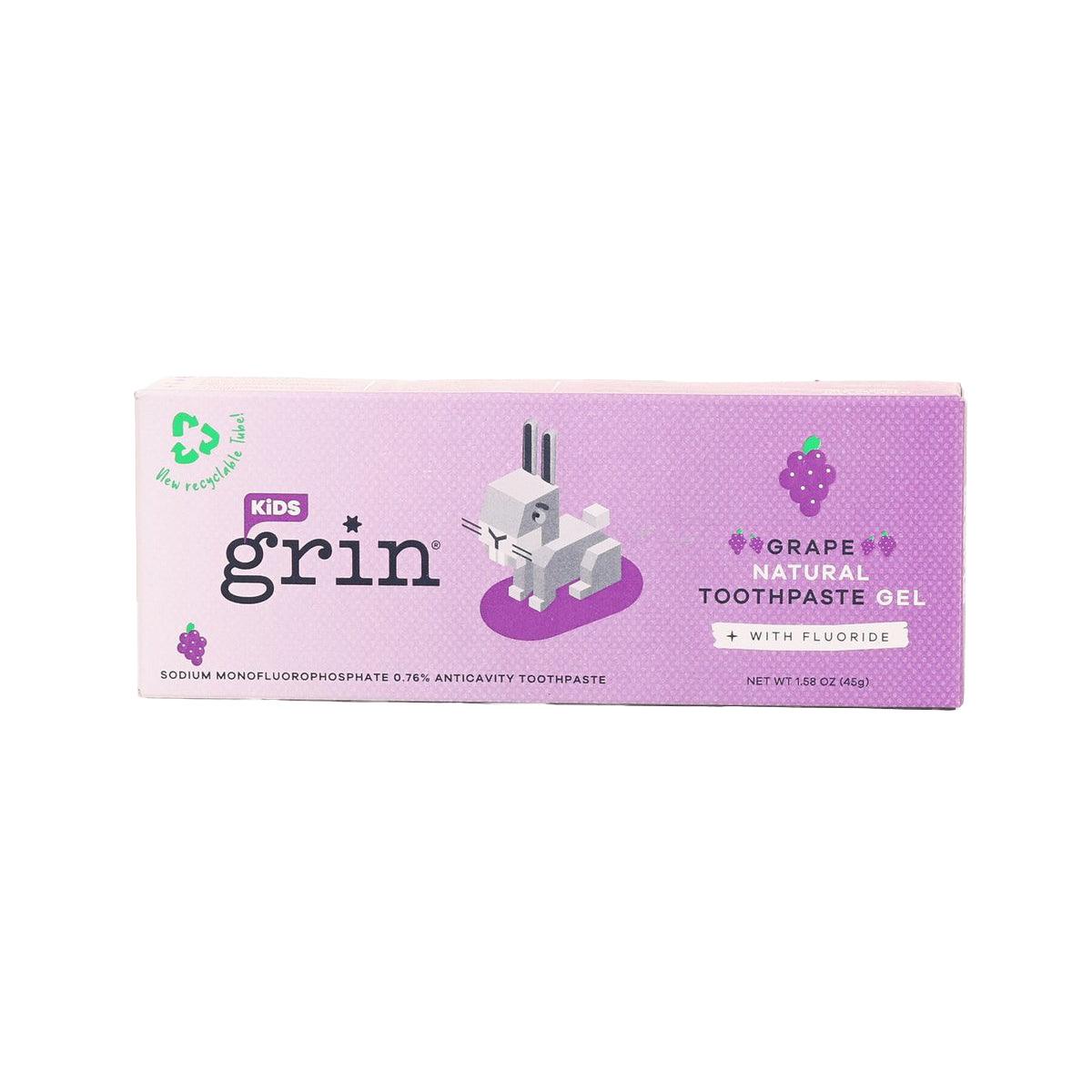 GRIN Kids Grape Natural Toothpaste Gel with Fluoride (45g)