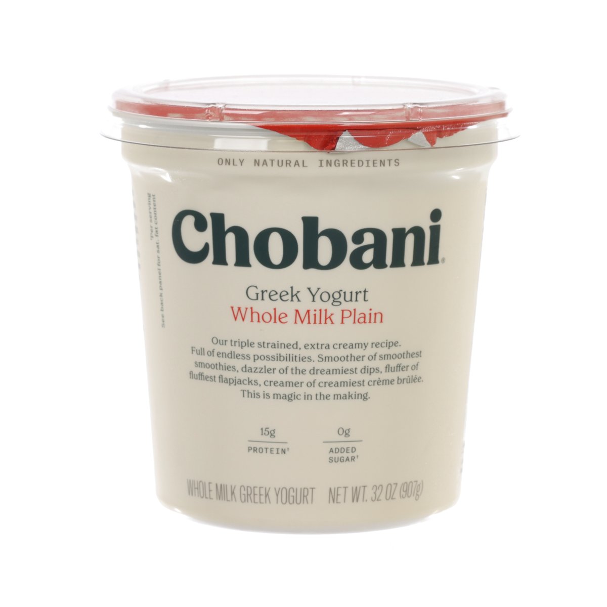 CHOBANI Greek Yogurt - Whole Milk Plain (907g)