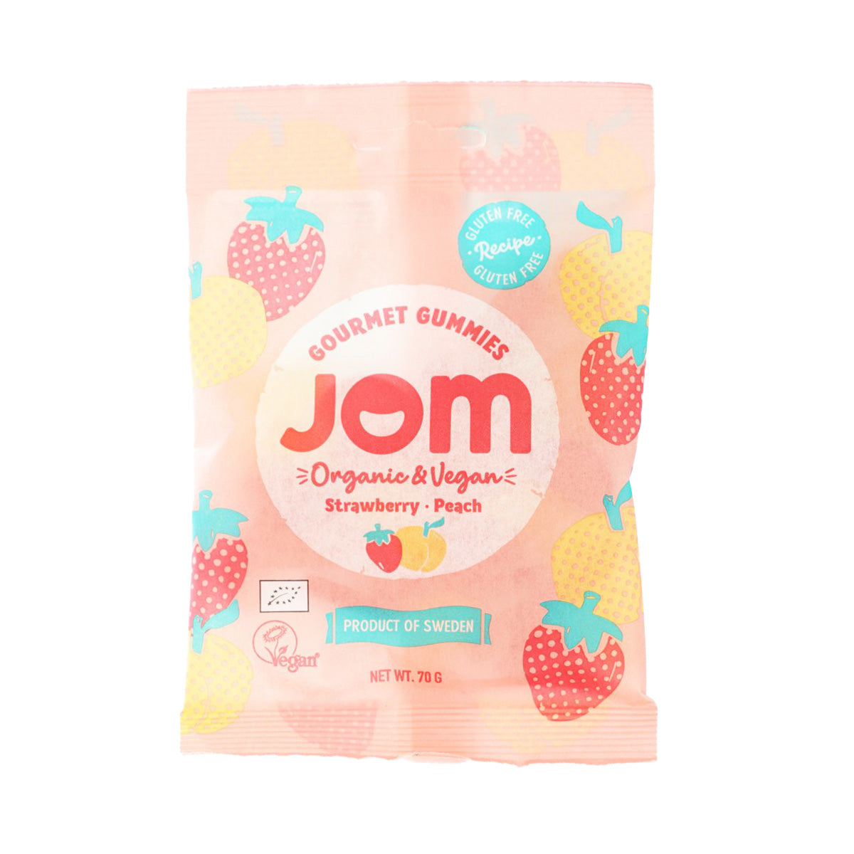 JOM Organic Strawberry & Peach Flavour Gummies (70g)