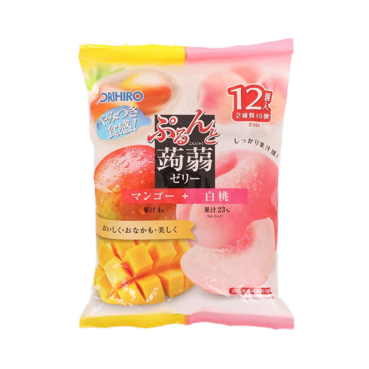 ORIHIRO Konnyaku Jelly - Mango & White Peach (12 x 20g)