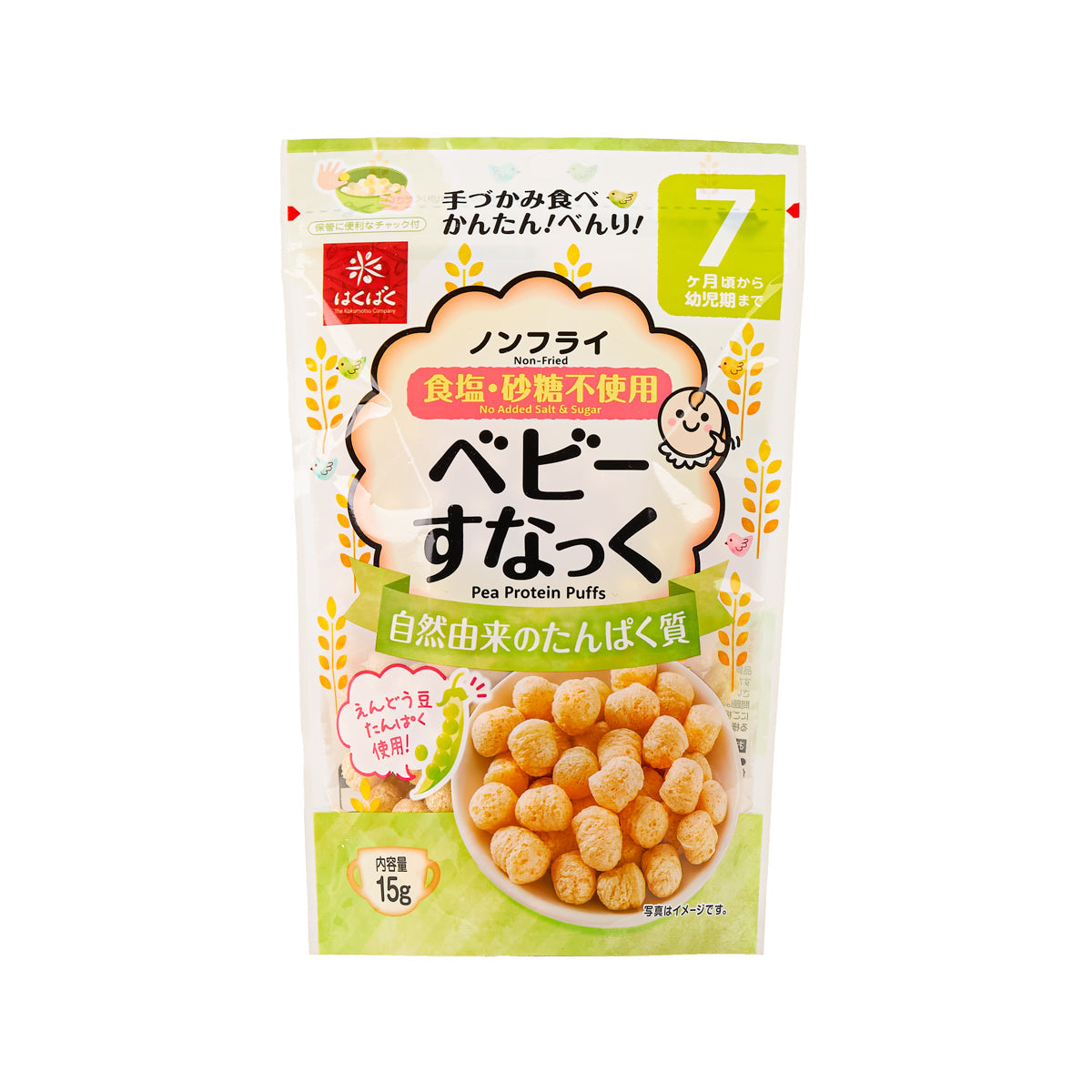 HAKUBAKU Baby Snack - Pea Protein Corn Puffs (15g)