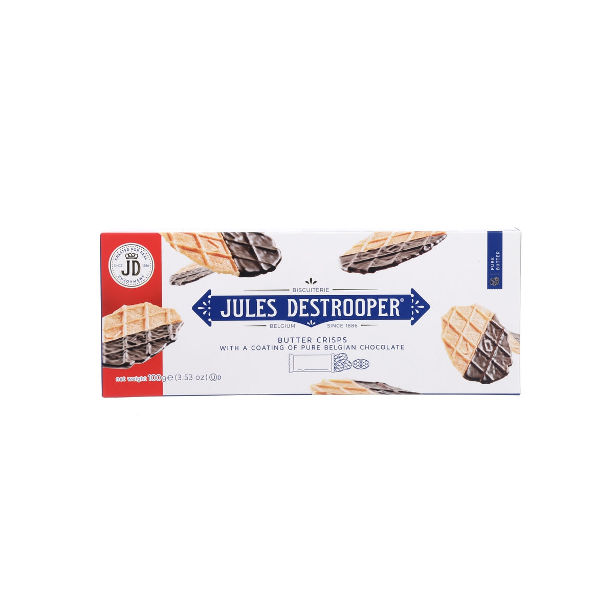 JULES DESTROOPER Butter Crisps with Belgian Dark Chocolate (100g)