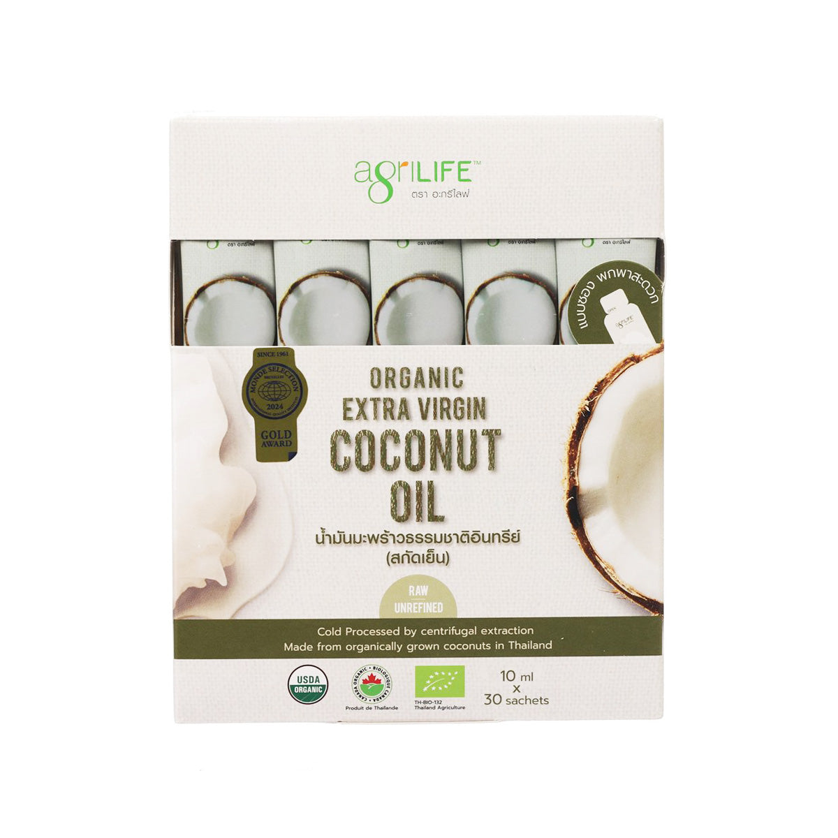 AGRILIFE Organic Extra Virgin Coconut Oil – Easy Pack (30 x 10mL)