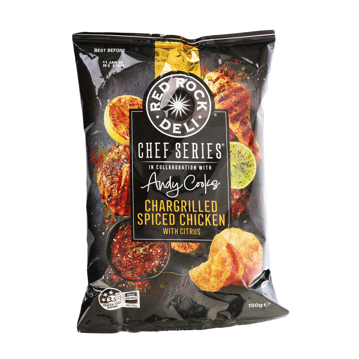 RED ROCK DELI Chef Series Potato Chip - Chargrilled Spiced Chicken with Citrus Flavor (150g)