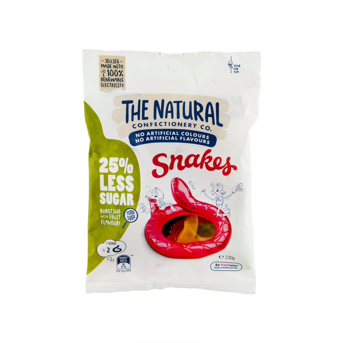 NATURAL CONFECTIONERY Jelly Confectionery - Snakes - Less Sugar (230g)