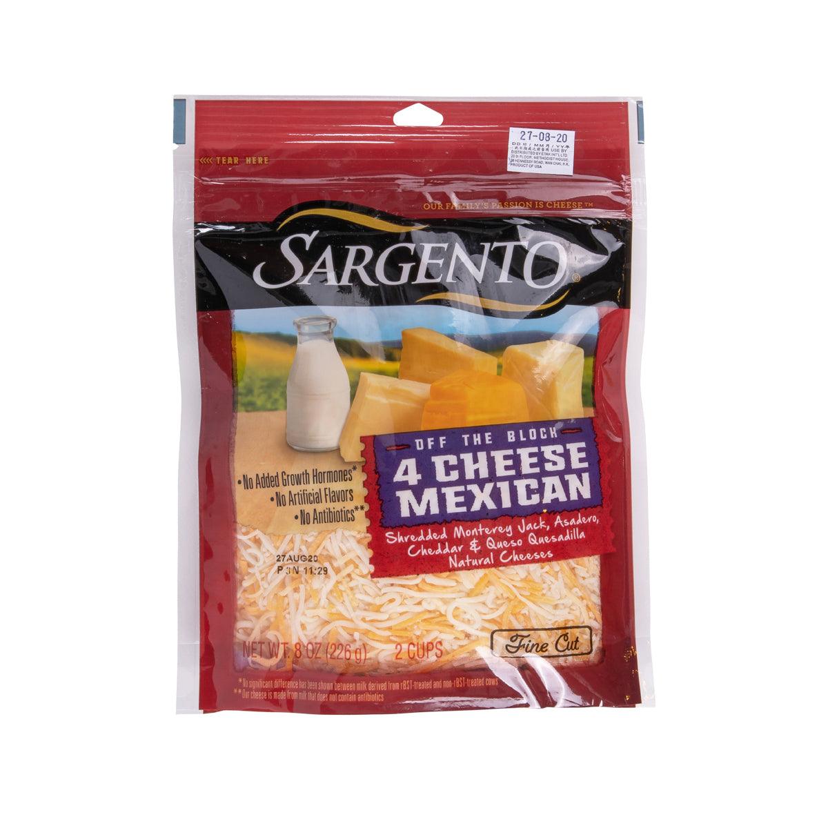 SARGENTO 4 Mexican Shredded Cheese - Monterey Jack, Asadero, Cheddar & Queso Quesadilla (226g)