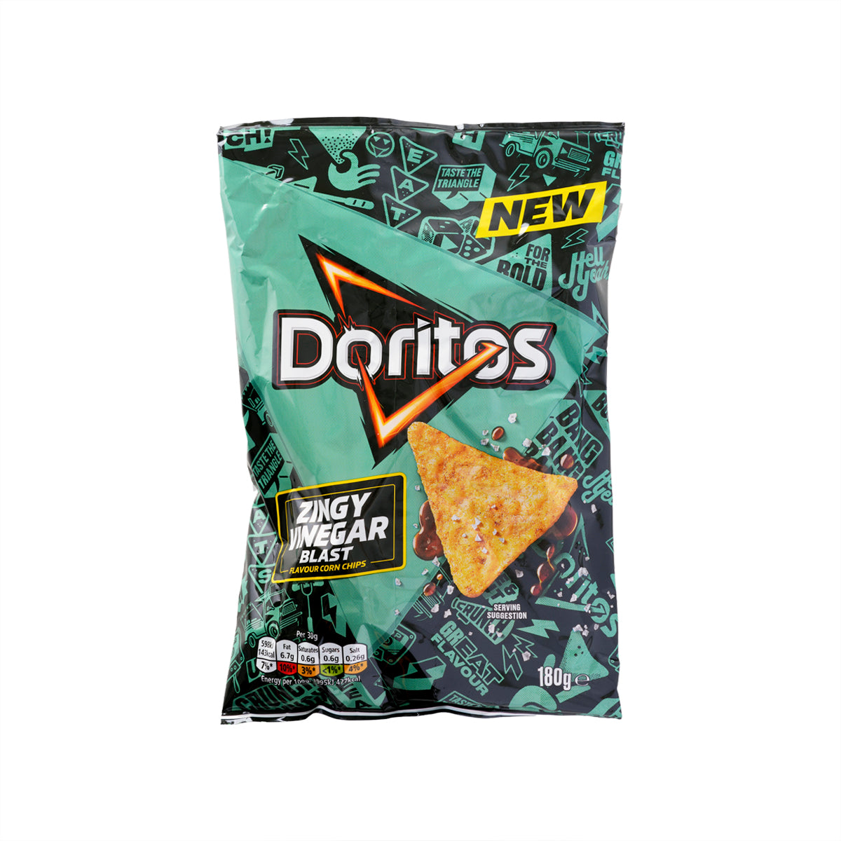 DORITOS Tortilla Chips - Zingy Salt & Vinegar Flavor (180g)