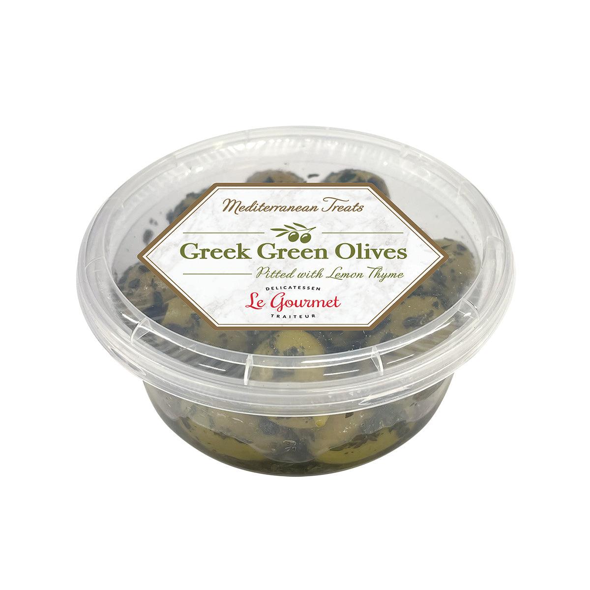 LE GOURMET Green Olives Pitted with Lemon Thyme (150g)