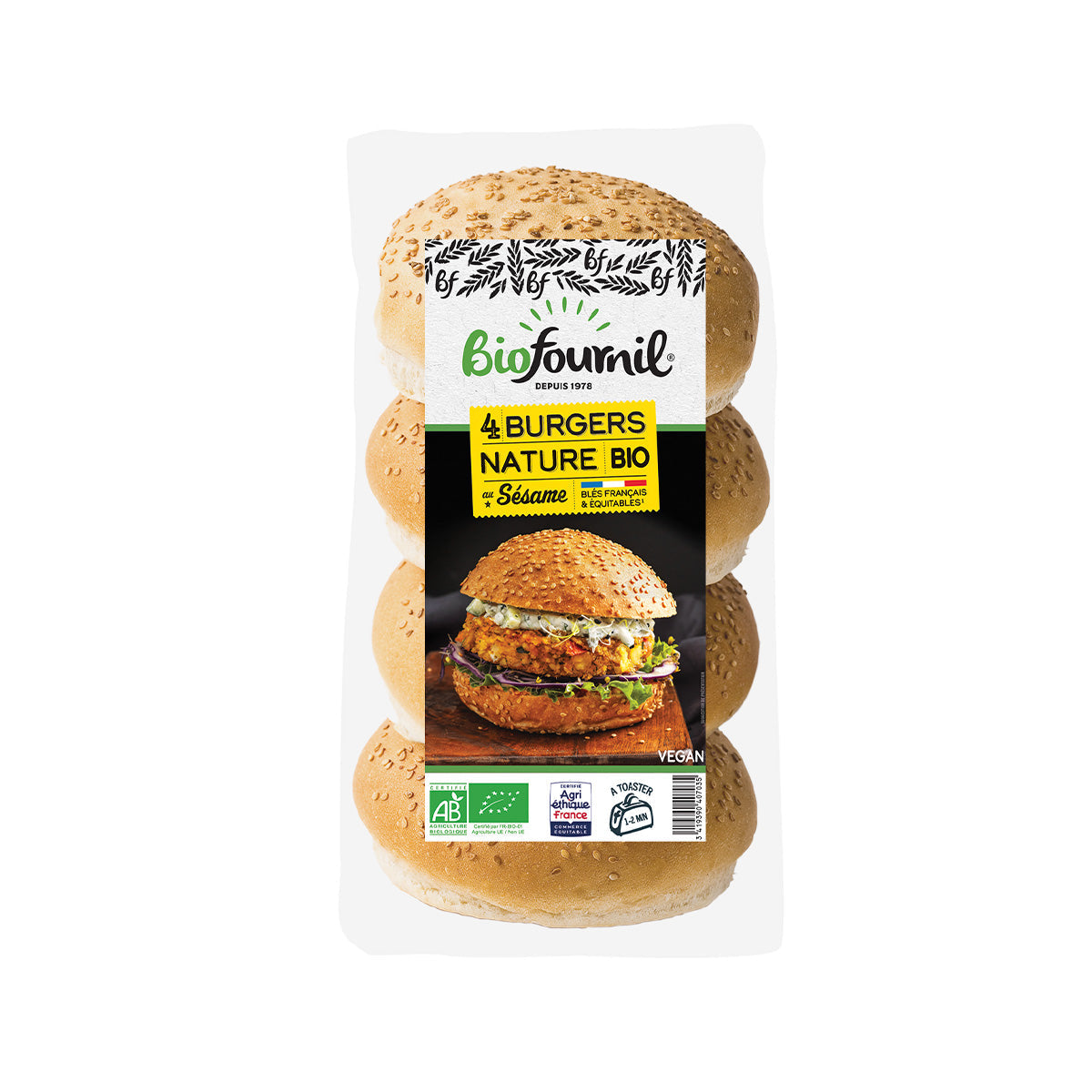 L'ANGELUS Organic Burger Buns with Sesame Seeds  (200g)