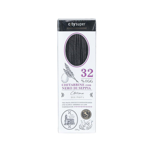 CITYSUPER Artisanal Chitarrine Egg Pasta with Cuttlefish Ink Egg Pasta  (250g)
