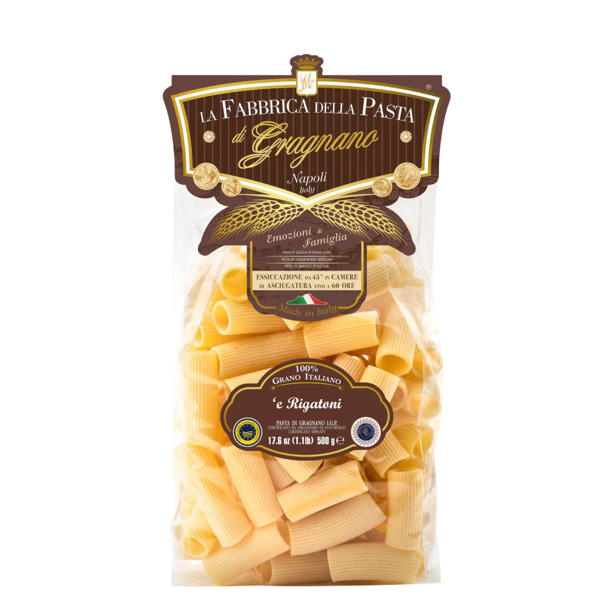 LA FABBRICA DELLA Artisanal PGI Artisanal Rigatoni  (500g)