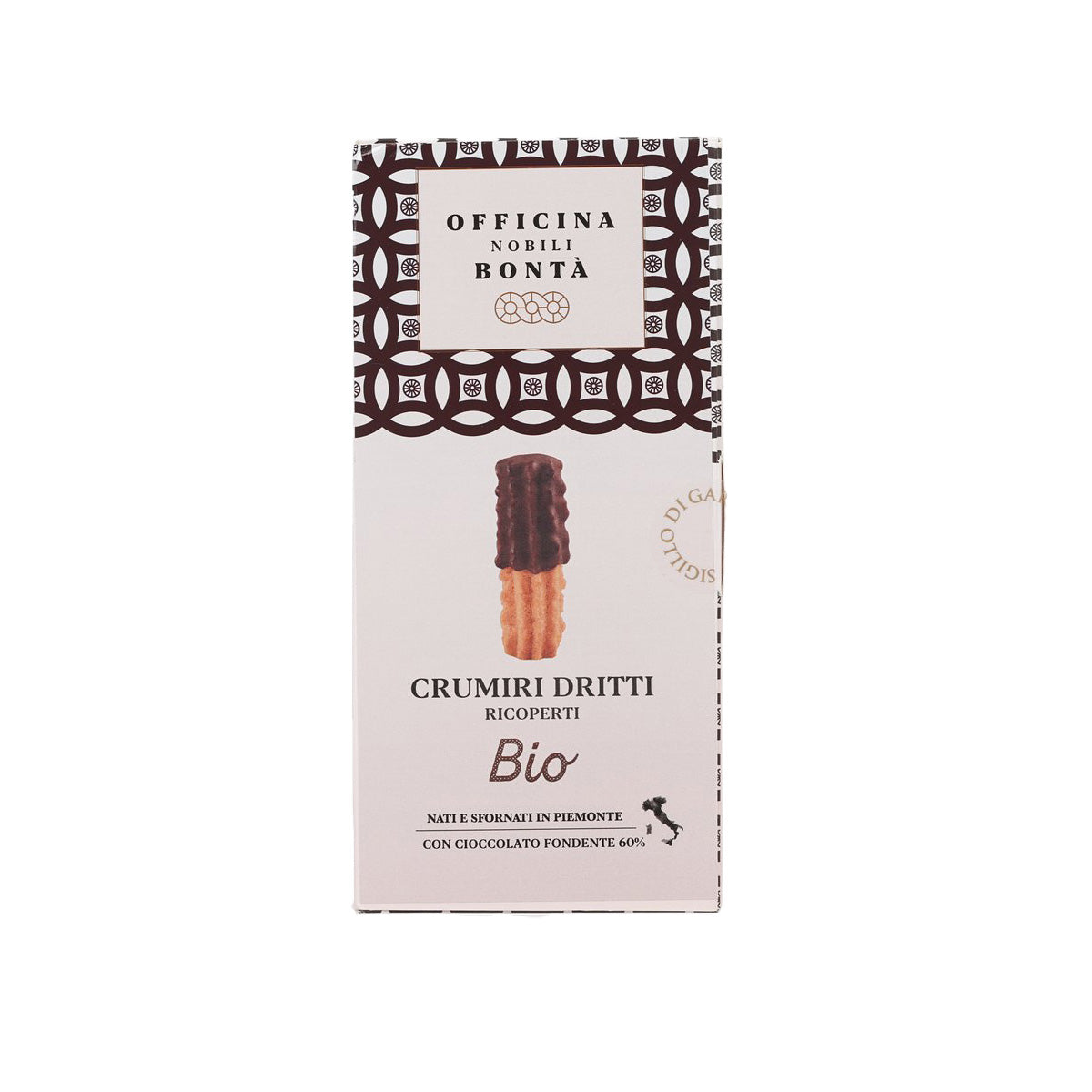 OFFICINA NOBILI BONTA Crumiri Dritti - Organic Dark Chocolate Coated Biscuits  (170g)