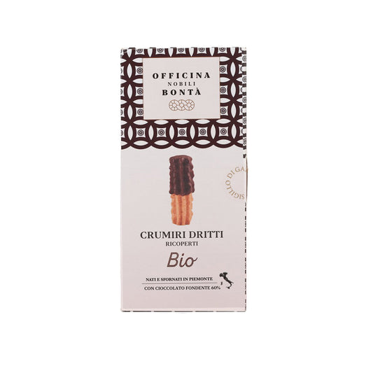 OFFICINA NOBILI BONTA Crumiri Dritti - Organic Dark Chocolate Coated Biscuits  (170g)