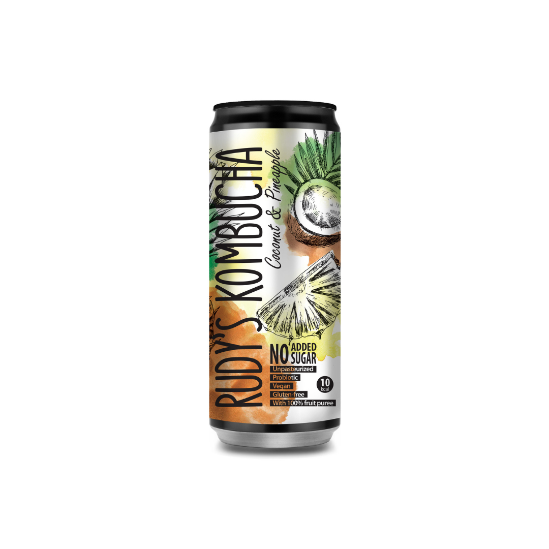 RUDY'S KOMBUCHA Coconut & Pineapple Kombucha [Can]  (330mL)