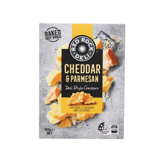 RED ROCK DELI Deli Style Crackers - Cheddar & Parmesan  (135g)