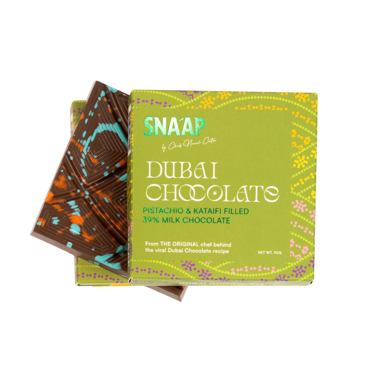SNAAP CHOCOLATE Dubai Pistachio & Kunafa Filled Milk Chocolate  (90g)