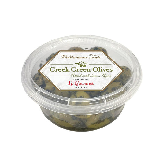 LE GOURMET Green Olives Pitted with Lemon Thyme  (150g)