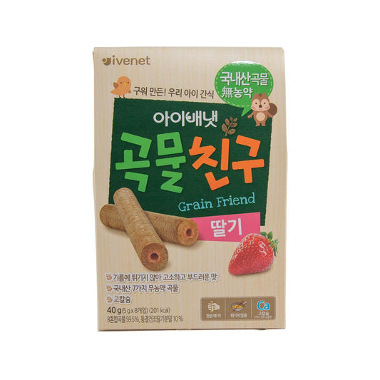 IVENET Bebe Grain Friend Snack (Strawberry)  (8 x 5g)